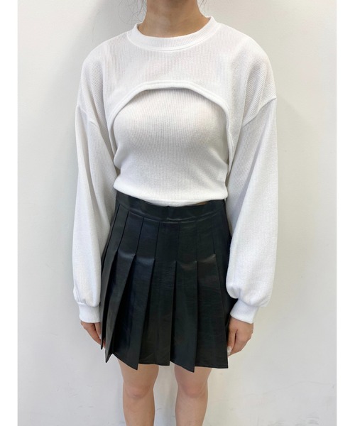 PHILLY（フィリー）の「フェイクレザープリーツスカパン（スカート・レディース・ブラック/ベージュ/ブラウン・FREE）」の5枚目の写真