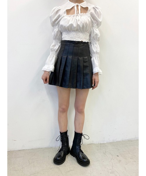 PHILLY（フィリー）の「フェイクレザープリーツスカパン（スカート・レディース・ブラック/ベージュ/ブラウン・FREE）」の8枚目の写真