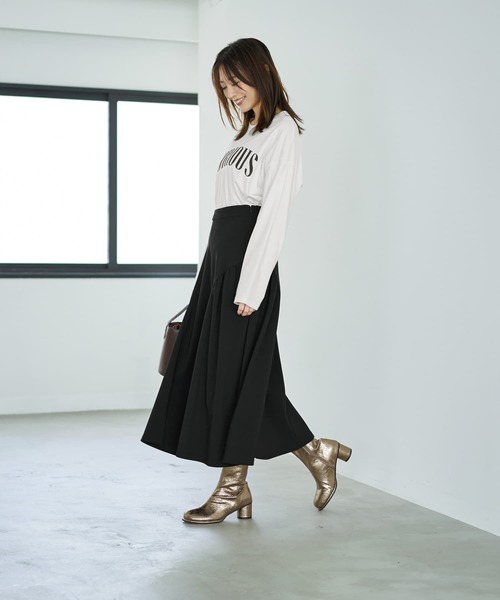 STYLE DELI（スタイルデリ）の「ラウンドギャザーフレアスカート（スカート・レディース・ブラック/ブルー・01/02）」の11枚目の写真