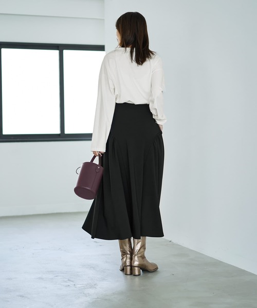 STYLE DELI（スタイルデリ）の「ラウンドギャザーフレアスカート（スカート・レディース・ブラック/ブルー・01/02）」の14枚目の写真