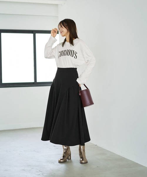 STYLE DELI（スタイルデリ）の「ラウンドギャザーフレアスカート（スカート・レディース・ブラック/ブルー・01/02）」の15枚目の写真