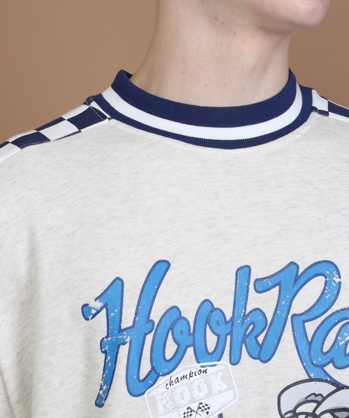 HOOK(フック)の「HOOK -original- ブロックチェック切り替えプリントハイネックスウェット(スウェット・メンズ・ネイビー/ライトグレー・M/L/XL)」の4枚目の写真