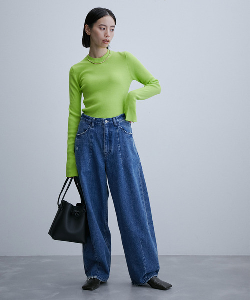 ADAM ET ROPE'（アダムエロペ）の「【サステナブル】フォルムデニム（デニムパンツ・レディース・サックスブルー/ブルー・38/36）」の3枚目の写真