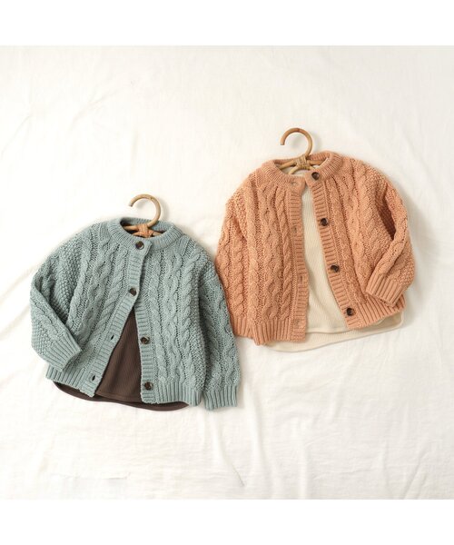 apres les cours（アプレレクール）の「【前後2WAY / 洗濯機でお洗濯OK】ざっくりニットカーディガン（カーディガン/ボレロ・キッズ・アイボリー/オレンジ/ミント・90/140/120/100）」の12枚目の写真