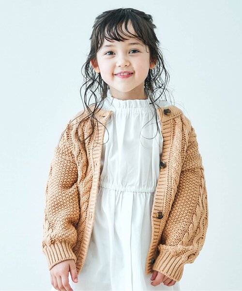 apres les cours（アプレレクール）の「【前後2WAY / 洗濯機でお洗濯OK】ざっくりニットカーディガン（カーディガン/ボレロ・キッズ・アイボリー/オレンジ/ミント・90/140/120/100）」の17枚目の写真