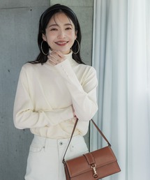 【WEB限定セール】袖パールタートルニット
