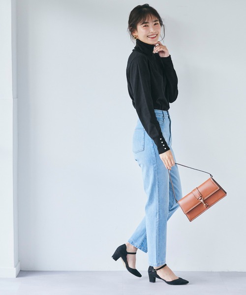 coca（coca）（コカ）の「【WEB限定セール】袖パールタートルニット（ニット/セーター・レディース・ブラック/グレイッシュベージュ/アイボリー/ネイビー・M/L/S）」の16枚目の写真