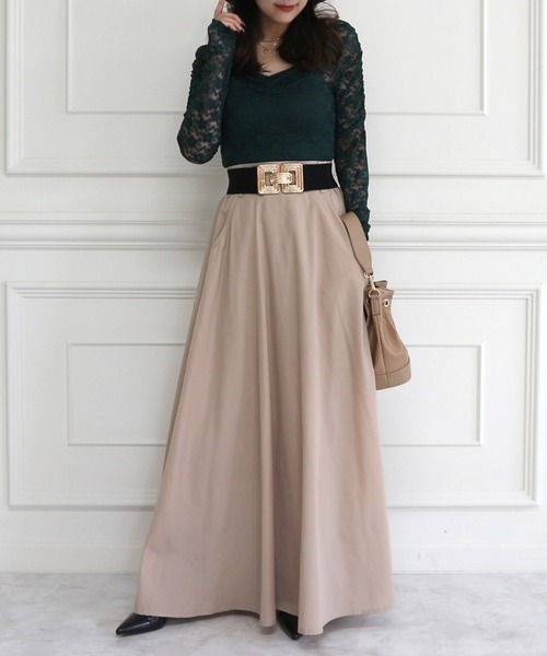 ROYAL PARTY(ロイヤルパーティー)の「【丈が選べる】ベルト付ワイドスカート(スカート・レディース・ベージュ/ピンク/ブラック・FREE/SHORT)」の19枚目の写真