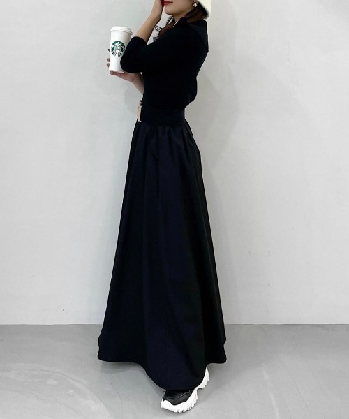 ROYAL PARTY(ロイヤルパーティー)の「【丈が選べる】ベルト付ワイドスカート(スカート・レディース・ベージュ/ピンク/ブラック・FREE/SHORT)」の4枚目の写真