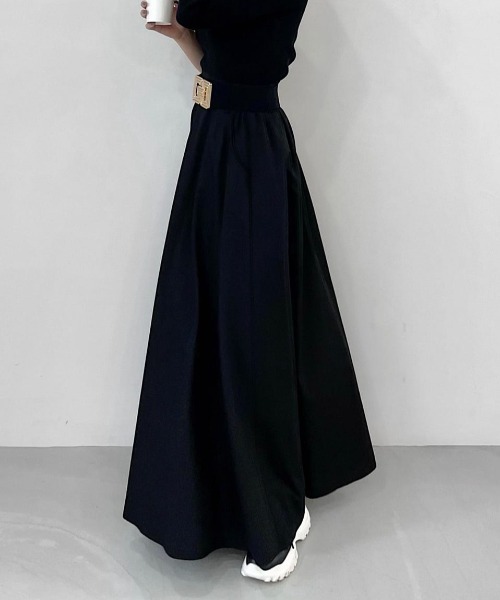 ROYAL PARTY(ロイヤルパーティー)の「【丈が選べる】ベルト付ワイドスカート(スカート・レディース・ベージュ/ピンク/ブラック・FREE/SHORT)」の5枚目の写真