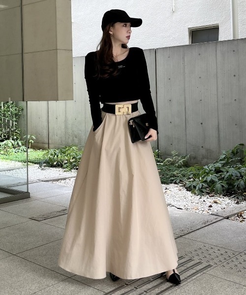 ROYAL PARTY(ロイヤルパーティー)の「【丈が選べる】ベルト付ワイドスカート(スカート・レディース・ベージュ/ピンク/ブラック・FREE/SHORT)」の12枚目の写真