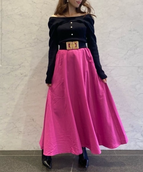 ROYAL PARTY(ロイヤルパーティー)の「【丈が選べる】ベルト付ワイドスカート(スカート・レディース・ベージュ/ピンク/ブラック・FREE/SHORT)」の13枚目の写真