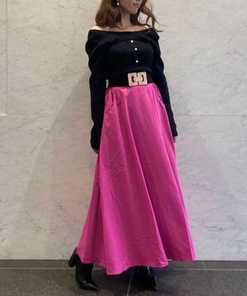 ROYAL PARTY(ロイヤルパーティー)の「【丈が選べる】ベルト付ワイドスカート(スカート・レディース・ベージュ/ピンク/ブラック・FREE/SHORT)」の14枚目の写真