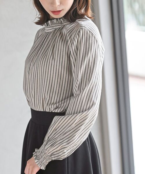 rps（アールピーエス）の「ネル起毛前後２ＷＡＹフリルブラウス（シャツ/ブラウス・レディース・ネイビー/アイボリー/マスタード/ブラック/ブラック系その他2/ベージュ系その他/オフホワイト・M/フリー）」の22枚目の写真