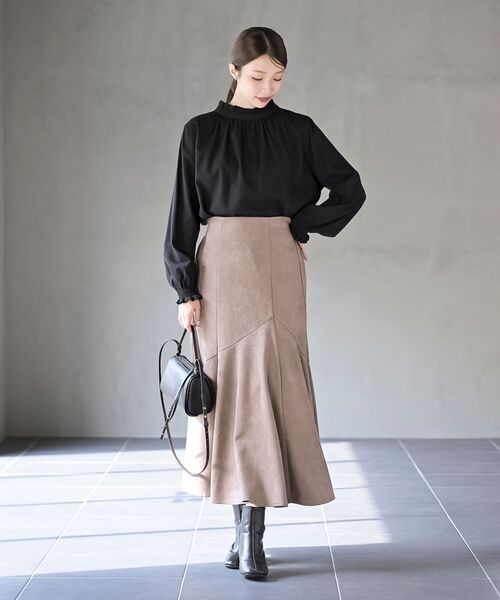 rps（アールピーエス）の「ネル起毛前後２ＷＡＹフリルブラウス（シャツ/ブラウス・レディース・ネイビー/アイボリー/マスタード/ブラック/ブラック系その他2/ベージュ系その他/オフホワイト・M/フリー）」の18枚目の写真