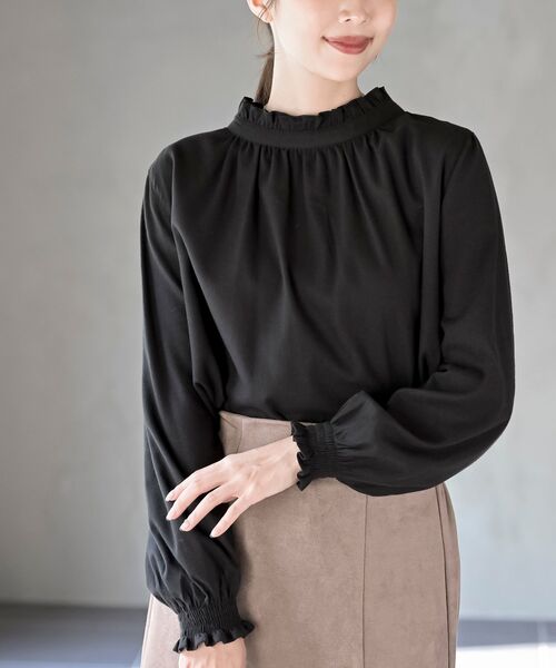 rps（アールピーエス）の「ネル起毛前後２ＷＡＹフリルブラウス（シャツ/ブラウス・レディース・ネイビー/アイボリー/マスタード/ブラック/ブラック系その他2/ベージュ系その他/オフホワイト・M/フリー）」の14枚目の写真