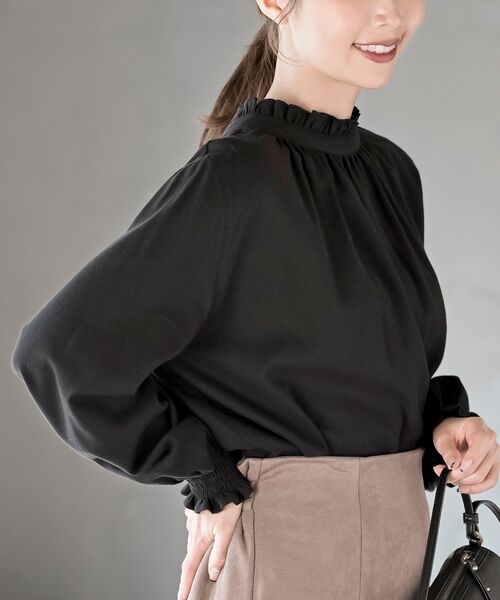 rps（アールピーエス）の「ネル起毛前後２ＷＡＹフリルブラウス（シャツ/ブラウス・レディース・ネイビー/アイボリー/マスタード/ブラック/ブラック系その他2/ベージュ系その他/オフホワイト・M/フリー）」の11枚目の写真