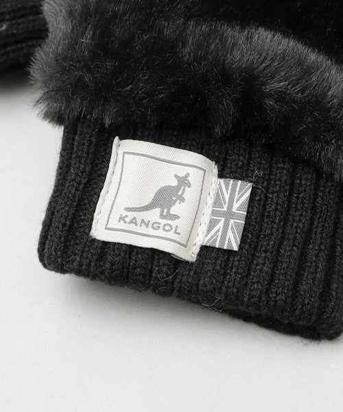 KANGOL（カンゴール）の「ストラップ付 ファー ミトングローブ / 裏ボア ミトン / 手袋 / フード付き フィンガーレスグローブ（手袋・レディース・ベージュ/ブラック・FREE）」の7枚目の写真