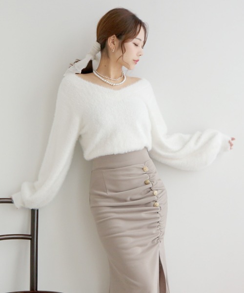 ROYAL PARTY(ロイヤルパーティー)の「シャギーニットトップス(ニット/セーター・レディース・ブラウン/ピンク/オフホワイト/ブラック・FREE)」の2枚目の写真