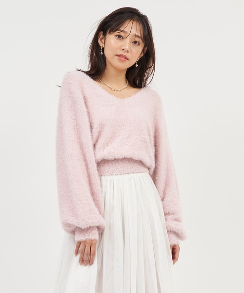 ROYAL PARTY(ロイヤルパーティー)の「シャギーニットトップス(ニット/セーター・レディース・ブラウン/ピンク/オフホワイト/ブラック・FREE)」の6枚目の写真