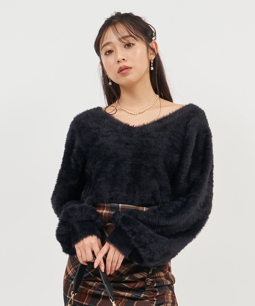 ROYAL PARTY(ロイヤルパーティー)の「シャギーニットトップス(ニット/セーター・レディース・ブラウン/ピンク/オフホワイト/ブラック・FREE)」の14枚目の写真