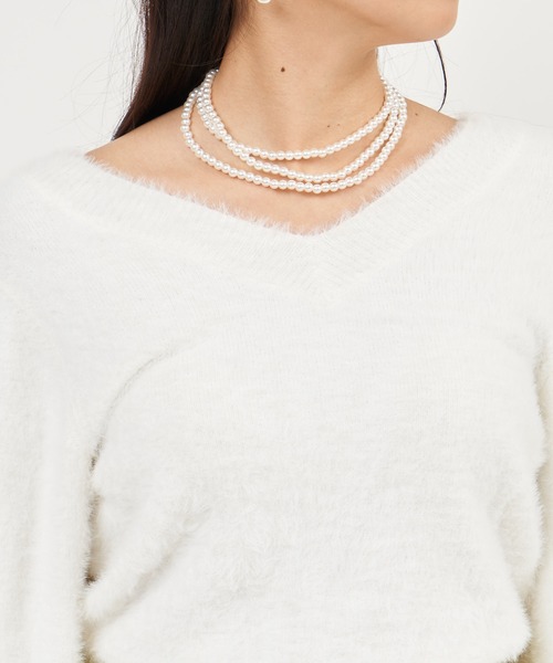 ROYAL PARTY(ロイヤルパーティー)の「シャギーニットトップス(ニット/セーター・レディース・ブラウン/ピンク/オフホワイト/ブラック・FREE)」の7枚目の写真