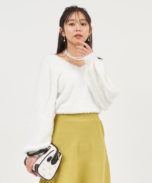 ROYAL PARTY(ロイヤルパーティー)の「シャギーニットトップス(ニット/セーター・レディース・ブラウン/ピンク/オフホワイト/ブラック・FREE)」の12枚目の写真