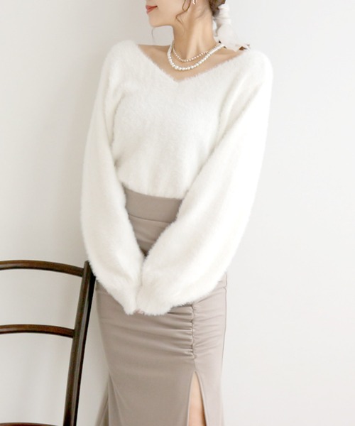 ROYAL PARTY(ロイヤルパーティー)の「シャギーニットトップス(ニット/セーター・レディース・ブラウン/ピンク/オフホワイト/ブラック・FREE)」の11枚目の写真