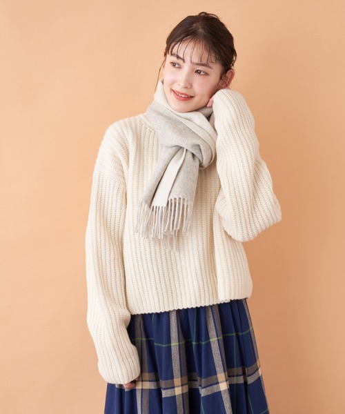 en recre（アンレクレ）の「カラーマフラー（マフラー・レディース・オフホワイト/LT.PINK/レモンイエロー/グレー/ブラック・FREE）」の2枚目の写真