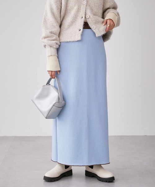 CIAOPANIC TYPY（チャオパニックティピー）の「モールヤーンWフェイスニットラインスカート（スカート・レディース・ネイビー/ブラウン/イエロー・ONE SIZE）」の5枚目の写真