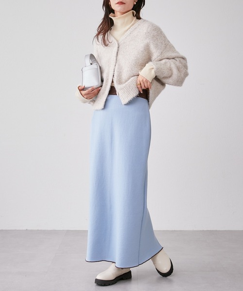 CIAOPANIC TYPY（チャオパニックティピー）の「モールヤーンWフェイスニットラインスカート（スカート・レディース・ネイビー/ブラウン/イエロー・ONE SIZE）」の10枚目の写真