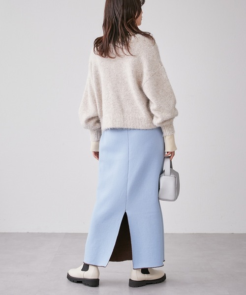 CIAOPANIC TYPY（チャオパニックティピー）の「モールヤーンWフェイスニットラインスカート（スカート・レディース・ネイビー/ブラウン/イエロー・ONE SIZE）」の12枚目の写真