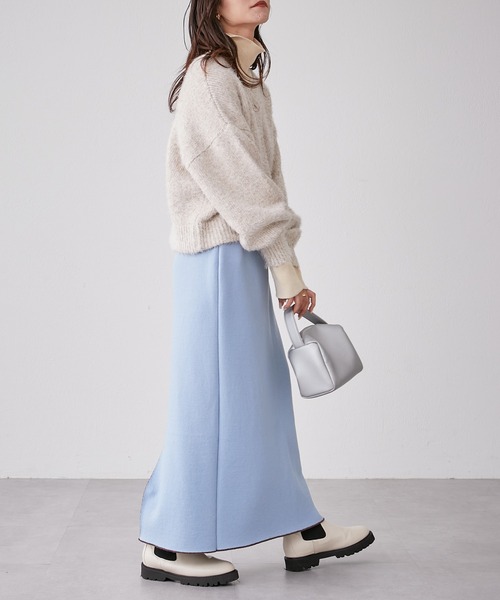 CIAOPANIC TYPY（チャオパニックティピー）の「モールヤーンWフェイスニットラインスカート（スカート・レディース・ネイビー/ブラウン/イエロー・ONE SIZE）」の13枚目の写真