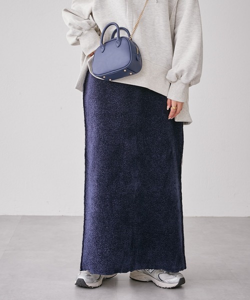 CIAOPANIC TYPY（チャオパニックティピー）の「モールヤーンWフェイスニットラインスカート（スカート・レディース・ネイビー/ブラウン/イエロー・ONE SIZE）」の16枚目の写真