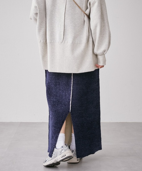 CIAOPANIC TYPY（チャオパニックティピー）の「モールヤーンWフェイスニットラインスカート（スカート・レディース・ネイビー/ブラウン/イエロー・ONE SIZE）」の20枚目の写真