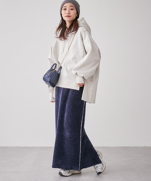 CIAOPANIC TYPY（チャオパニックティピー）の「モールヤーンWフェイスニットラインスカート（スカート・レディース・ネイビー/ブラウン/イエロー・ONE SIZE）」の22枚目の写真