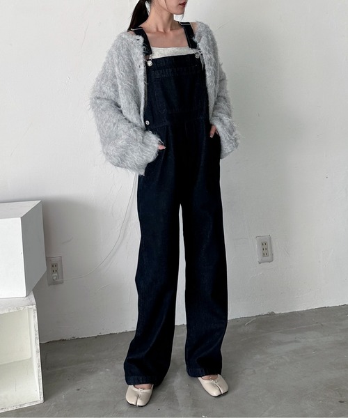 EPIMI E'PIMMY(エピミエピミー)の「カラーデニムオーバーサロペット(サロペット/オーバーオール・レディース・ブラック/オフホワイト/ネイビー/モカ/グリーン/ピンク・MEDIUM)」の5枚目の写真