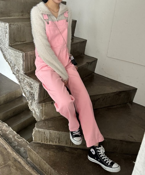 EPIMI E'PIMMY(エピミエピミー)の「カラーデニムオーバーサロペット(サロペット/オーバーオール・レディース・ブラック/オフホワイト/ネイビー/モカ/グリーン/ピンク・MEDIUM)」の6枚目の写真