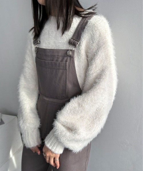 EPIMI E'PIMMY(エピミエピミー)の「カラーデニムオーバーサロペット(サロペット/オーバーオール・レディース・ブラック/オフホワイト/ネイビー/モカ/グリーン/ピンク・MEDIUM)」の15枚目の写真