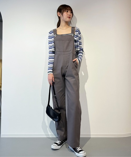 EPIMI E'PIMMY(エピミエピミー)の「カラーデニムオーバーサロペット(サロペット/オーバーオール・レディース・ブラック/オフホワイト/ネイビー/モカ/グリーン/ピンク・MEDIUM)」の8枚目の写真