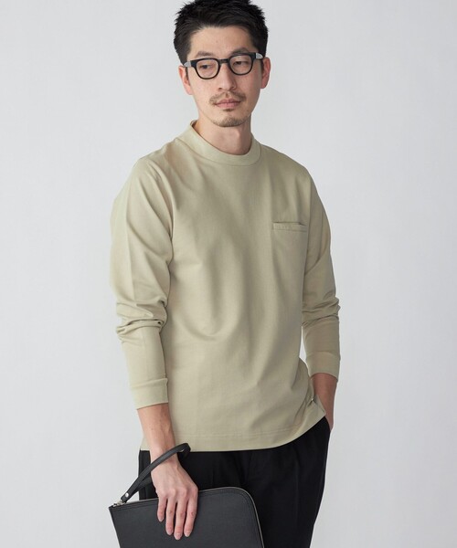 SHIPS（シップス）の「*SHIPS:〈抗菌・防臭加工〉テレワーク ビズ 鹿の子 クルーネック ポケット Tシャツ(ロンT)（Tシャツ/カットソー・メンズ・グレー/ナチュラル/ベージュ/ロイヤルブルー・SMALL/MEDIUM/LARGE/X-LARGE/XX-LARGE）」の3枚目の写真