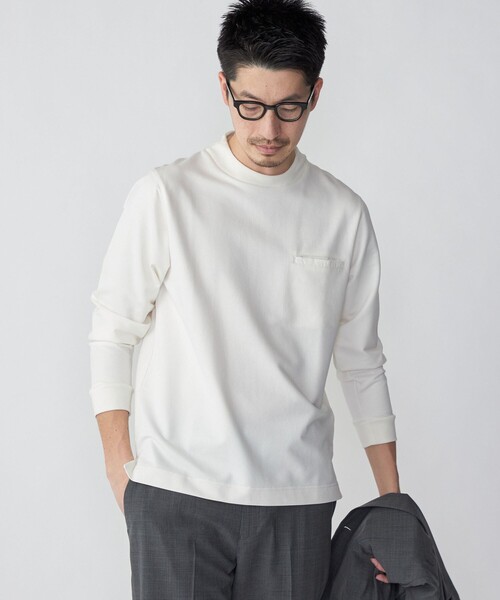 SHIPS（シップス）の「*SHIPS:〈抗菌・防臭加工〉テレワーク ビズ 鹿の子 クルーネック ポケット Tシャツ(ロンT)（Tシャツ/カットソー・メンズ・グレー/ナチュラル/ベージュ/ロイヤルブルー・SMALL/MEDIUM/LARGE/X-LARGE/XX-LARGE）」の4枚目の写真