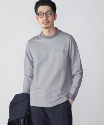 *SHIPS:〈抗菌・防臭加工〉テレワーク ビズ 鹿の子 クルーネック ポケット Tシャツ(ロンT)