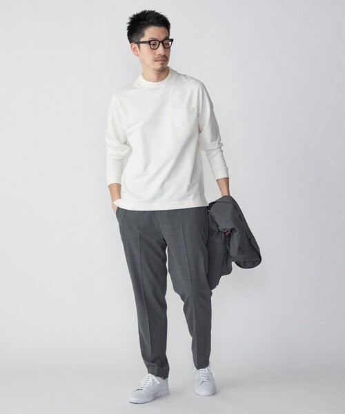 SHIPS（シップス）の「*SHIPS:〈抗菌・防臭加工〉テレワーク ビズ 鹿の子 クルーネック ポケット Tシャツ(ロンT)（Tシャツ/カットソー・メンズ・グレー/ナチュラル/ベージュ/ロイヤルブルー・SMALL/MEDIUM/LARGE/X-LARGE/XX-LARGE）」の5枚目の写真