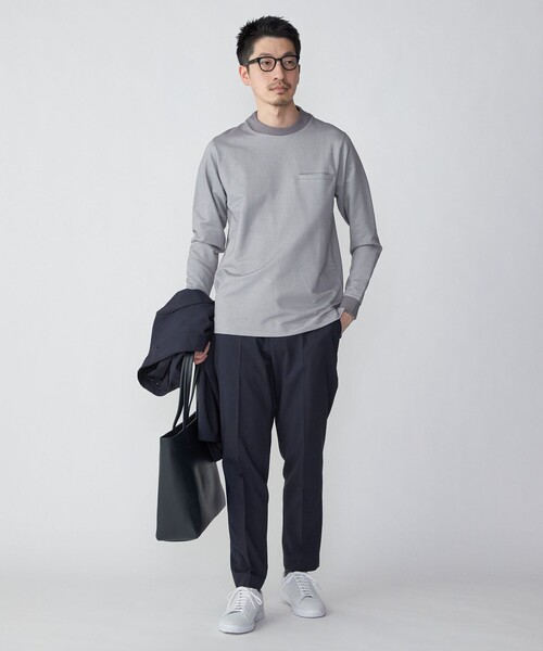 SHIPS（シップス）の「*SHIPS:〈抗菌・防臭加工〉テレワーク ビズ 鹿の子 クルーネック ポケット Tシャツ(ロンT)（Tシャツ/カットソー・メンズ・グレー/ナチュラル/ベージュ/ロイヤルブルー・SMALL/MEDIUM/LARGE/X-LARGE/XX-LARGE）」の6枚目の写真