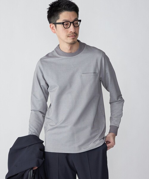 SHIPS（シップス）の「*SHIPS:〈抗菌・防臭加工〉テレワーク ビズ 鹿の子 クルーネック ポケット Tシャツ(ロンT)（Tシャツ/カットソー・メンズ・グレー/ナチュラル/ベージュ/ロイヤルブルー・SMALL/MEDIUM/LARGE/X-LARGE/XX-LARGE）」の13枚目の写真