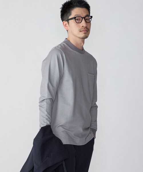 SHIPS（シップス）の「*SHIPS:〈抗菌・防臭加工〉テレワーク ビズ 鹿の子 クルーネック ポケット Tシャツ(ロンT)（Tシャツ/カットソー・メンズ・グレー/ナチュラル/ベージュ/ロイヤルブルー・SMALL/MEDIUM/LARGE/X-LARGE/XX-LARGE）」の16枚目の写真