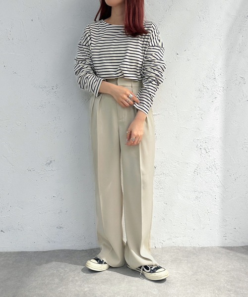 apres jour mignon（アプレジュールミニョン）の「ワイドストレートパンツ【ZOZOTOWN限定アイテム】（スラックス・レディース・チャコールグレー/ブラウン系その他/ネイビー/アイボリー・SMALL/MEDIUM/X-LARGE）」の17枚目の写真