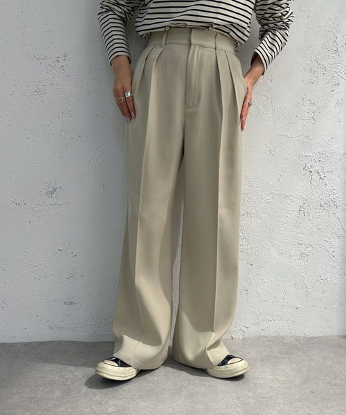 apres jour mignon（アプレジュールミニョン）の「ワイドストレートパンツ【ZOZOTOWN限定アイテム】（スラックス・レディース・チャコールグレー/ブラウン系その他/ネイビー/アイボリー・SMALL/MEDIUM/X-LARGE）」の13枚目の写真