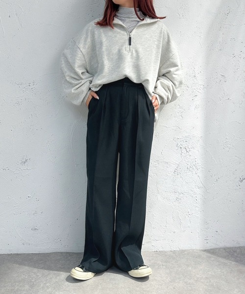 apres jour mignon（アプレジュールミニョン）の「ワイドストレートパンツ【ZOZOTOWN限定アイテム】（スラックス・レディース・チャコールグレー/ブラウン系その他/ネイビー/アイボリー・SMALL/MEDIUM/X-LARGE）」の10枚目の写真